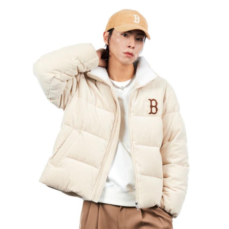 MLB Letter Towel Embroidered Thick Warm Corduroy Stand Collar Loose Short Down Jacket Unisex Jacket Off-White 3ADJB0826-43BGL