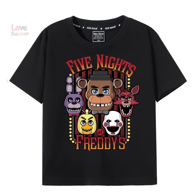 T-Shirt 4 To 14 Years FNAF At Freddys T Shirts for Children Humor T-Shirt Crewneck Tees Boys Girls Short Sleeve Tops