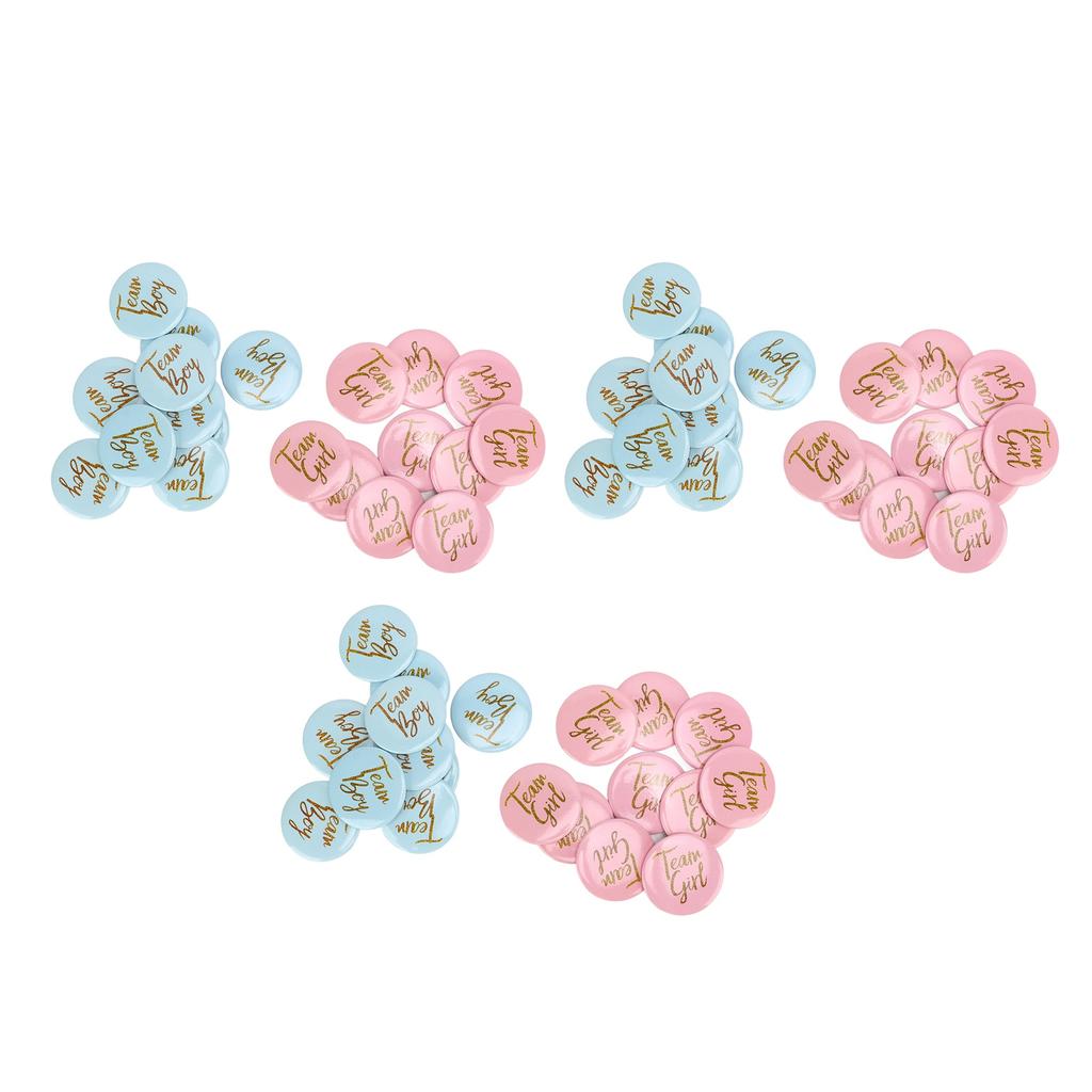 3packs Gender Reveal Button Pin Metal Material Blue Pink English Pattern Attractive Decorative