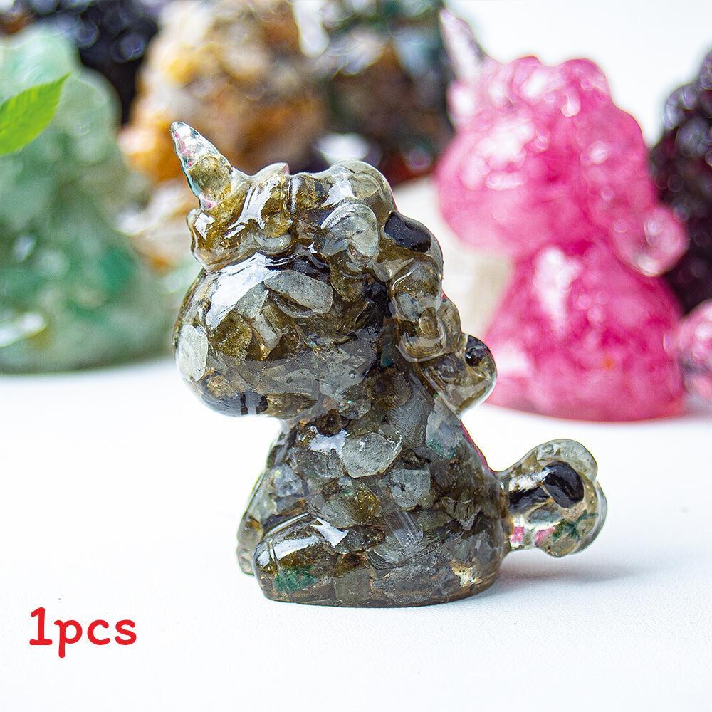Unicorn Resin Figurine With Handcrafted Crystal Texture For Home Decor And Giftgiving