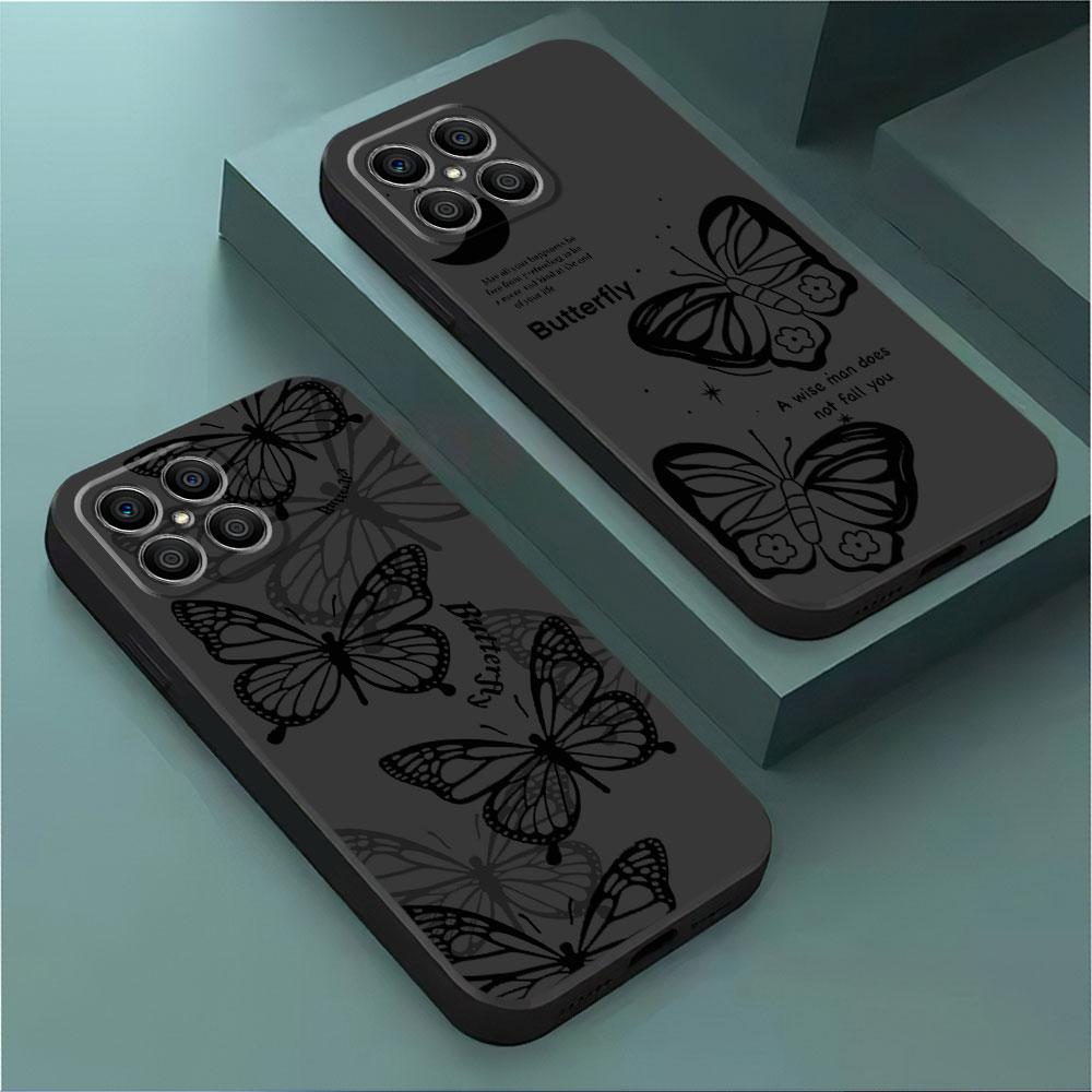 INS Retro Butterfly Cover Phone Case for Honor X9a Magic5 Lite 8X 70 X8a 90 Pro X8 X6 X7 X6a Magic5 Black Soft Funda Cases