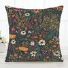 Dark Green Floral Pillow Case Fashion Square Pillowcase Bedroom Sofa Room Ins Decoration Leisure