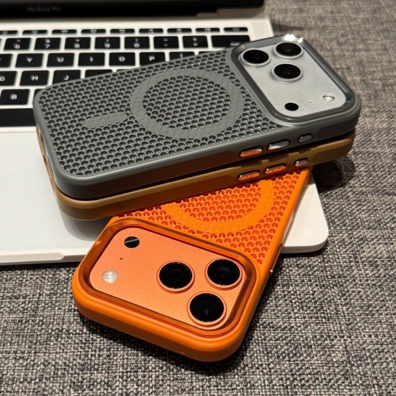 Breathable Hollow Mesh Magnetic Phone Case For iPhone 11 12 13 14 15 16 17 Air Pro Max Plus For Magsafe Wireless Charging Cover