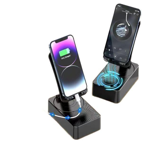 3-in-1 Foldable Phone Stand: Bluetooth Speaker, Power Bank & Multifunction Holder