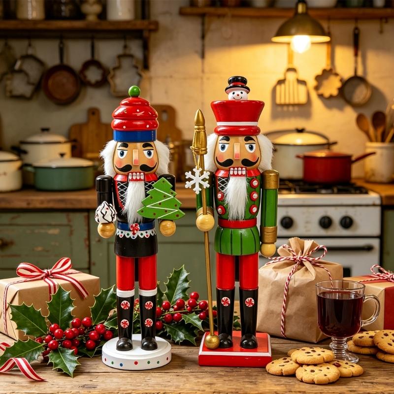 Wooden Holiday Christmas Figure for Shelf Display, Sideboard Placement, and Entryway Home Use During Winter Season