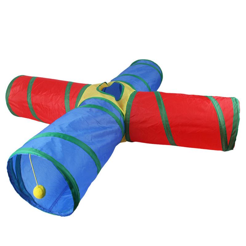 Rainbow Three-Way Foldable Cat Tunnel Toy