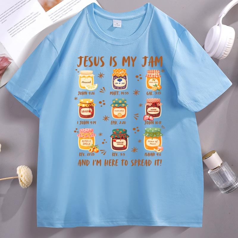 Jesus Is My Jam Tshirt Unisex Women Casual Cotton Short Sleeve Boho Christian TShirt Religious Tee Trendy Faith Unisex Clothes