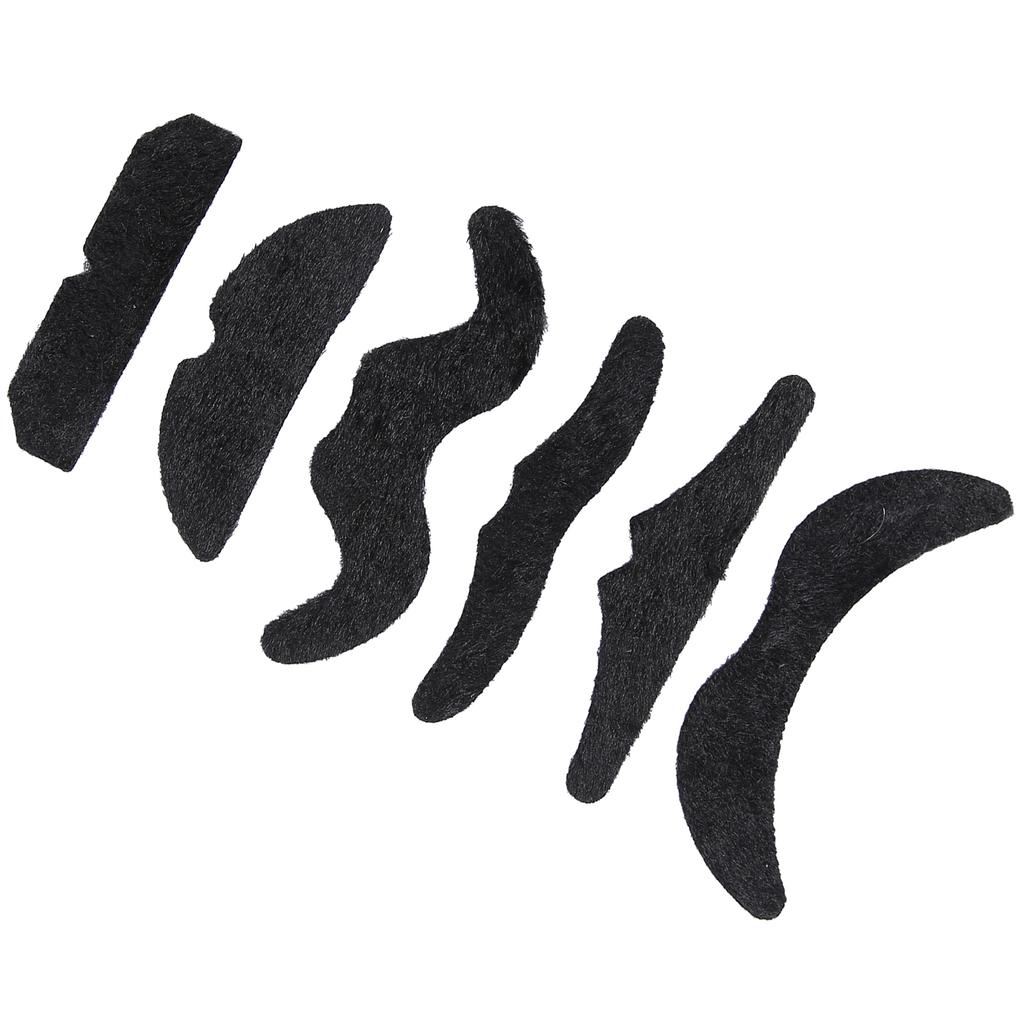 6PCS Lustige Falsche Schnurrbart Selbstklebende Schwarz Gefälschte Bart für Partys Halloween Weihnachten