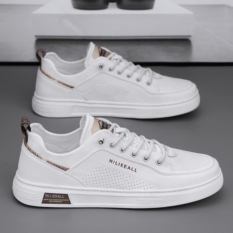 Men's shoes new spring breathable one-pedal little white leather shoes trendy versatile men's sports non-slip flat shoes
