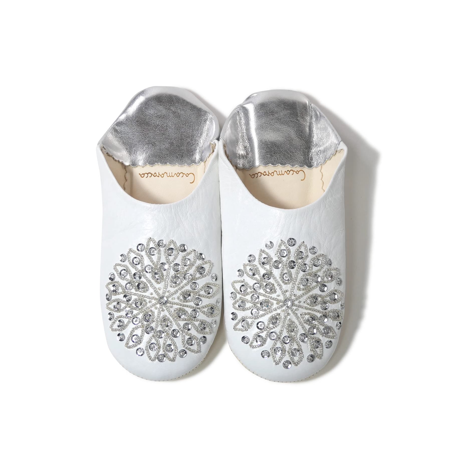 

Odorless Leather Babouche Moroccan White and Silver with Silver Room Day Gift 23 0 [cocomorocco] Slippers, Sequins, Shoes, Cocomorocco, Mother s (Size белый