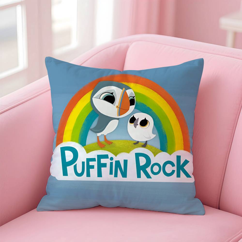 Kwaii Puffin Rock P-Preschool Pillow Case Custom Printed Brushed Fleece Pillow, Baby Skin-Touch, Eco-Friendly Dye-Sublimation Cu