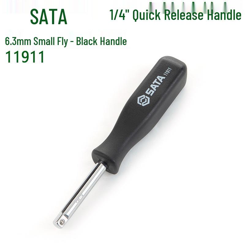 SATA 11911 Набор с быстросъемной 1/4  трещоткой и удлинителем с черной ручкой, 6,3 мм 11911