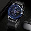 3pcs/set 1pc Fashion Men's Calendar Business Quartz Watch with Stainless Steel Mesh Band & 1pc Bracelet & 1pc Necklace