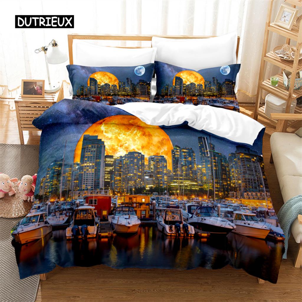 City Night Scene Bedding Set Duvet Cover Sets 3d Bedding Digital Printing Bed Linen Queen Size Bedding Set Fashion Design