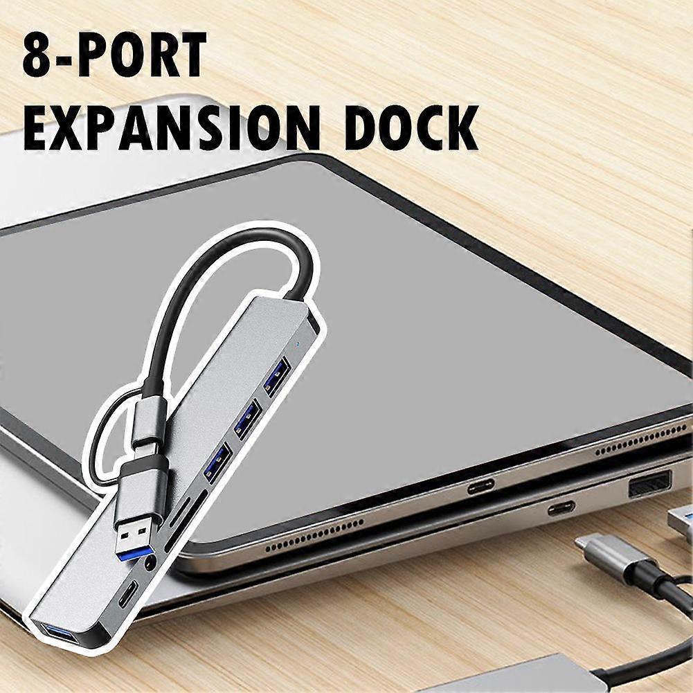8-IN-1 USB HUB USB C Docking Station High Speed Transmission USB Splitter
