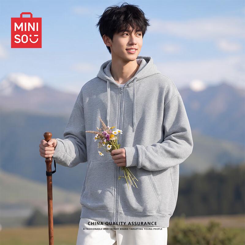 MINISO Men's Hooded Zip-Up Sweatshirt Jacket