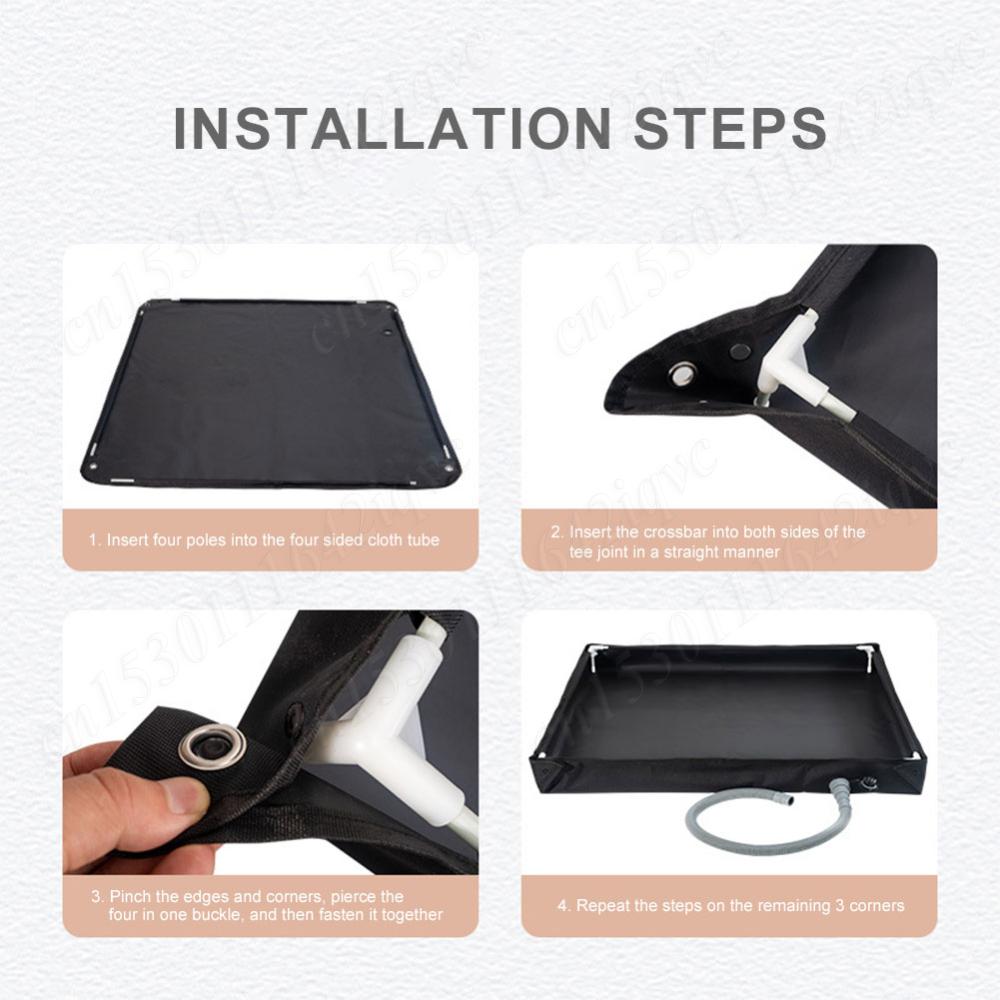 Foldable Shower Base Portable Shower Pan with Drain Hose Camping Tent Floor Base Outdoor Shower Tray for Beach Travel Camping