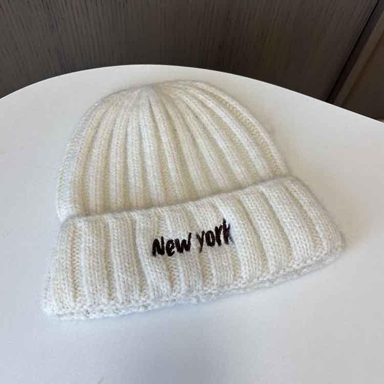 Ear Protection Cold Hat Simple Casual Men S And Women S Commuting Knitted Hat Embroidered Letter Warm Wool Hat M（56-58cm） молочный белый