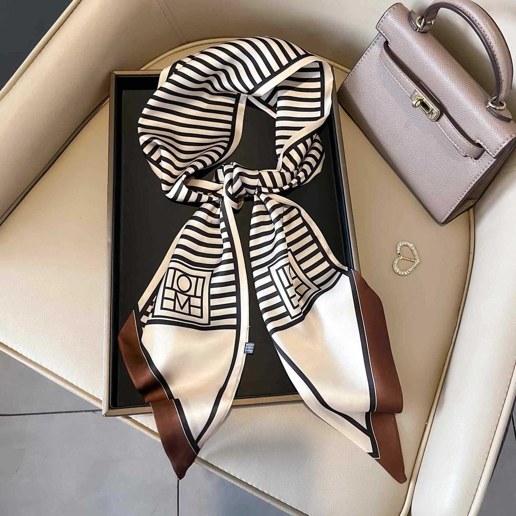Classic retro spring and autumn imitation silk long silk scarf women's scarf neck protection scarf thin decorative scarf new versatile