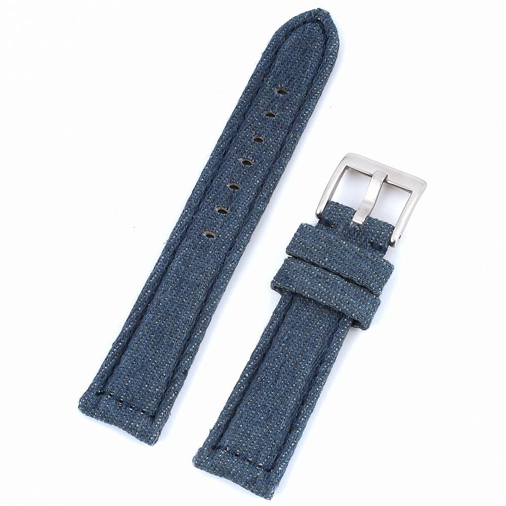 Vintage Handmade Denim Leather Watch Strap 20mm Blue Black Gray Watch Band for Men Women Wristband Bracelet Accessories