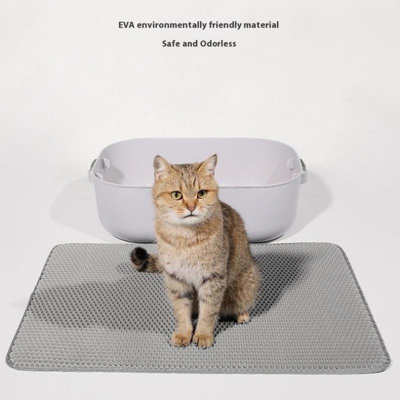 Doppelschichtige rutschfeste Katzenstreumatte Große Haustierfiltermatte Verschleißfest Wasserdicht Rutschfest für Katzentoilette