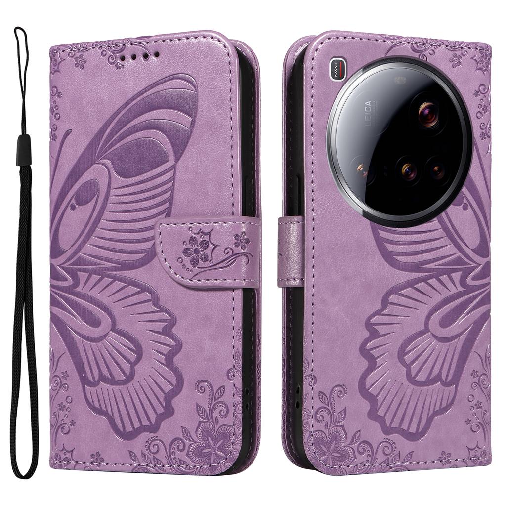 For Xiaomi 15 Ultra Case Butterfly Pattern PU Leather Folio Flip Phone Cover -  Green