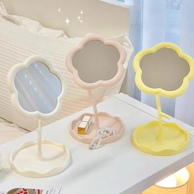 Floral Office Mirror, Dormitory Creative Decoration, Makeup Dressing Mirror, High-end Style, Bedroom Home Decoration