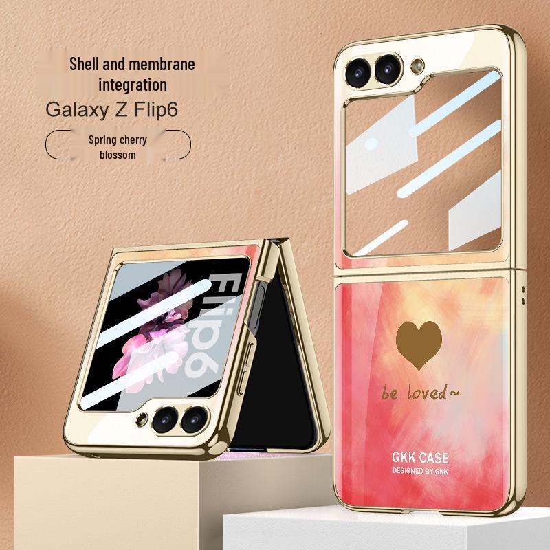 

Samsung Z Flip6 Electroplated Glass Heart Folding Screen Case Galaxy Z Flip6