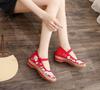 Women's Shoes with Linen Edging and Antique Embroidered Shoes and Cloth Shoe with Round Head In Spring and Autumn Female