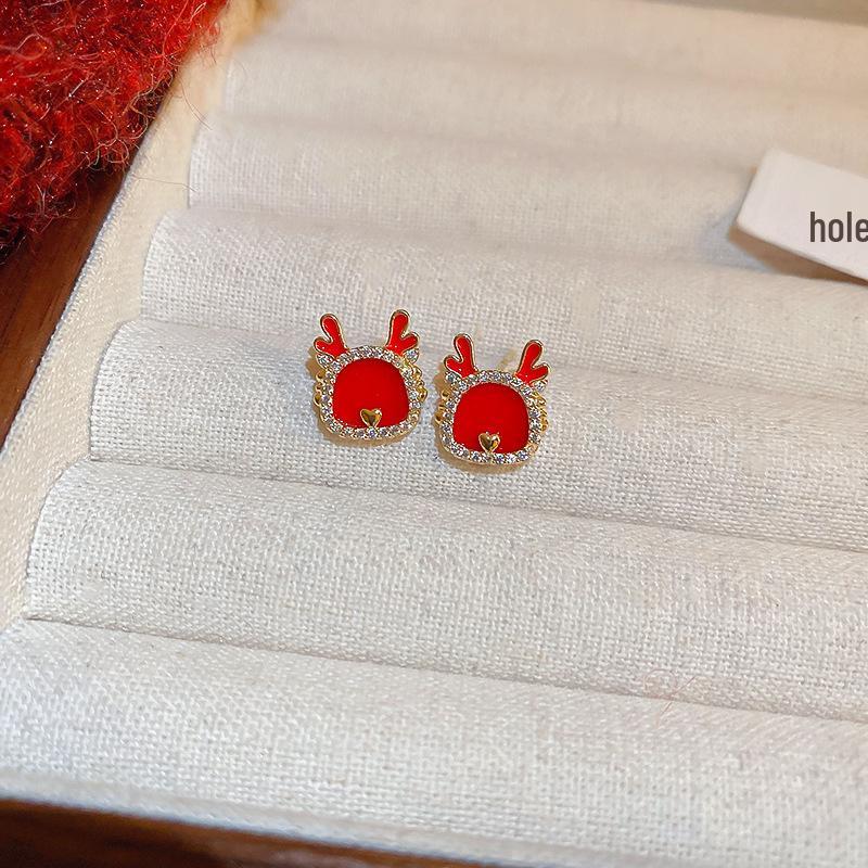 Ancola Silver Needle Red Heart Earrings – Fashionable, Luxurious & Elegant for Autumn/Winter 2025