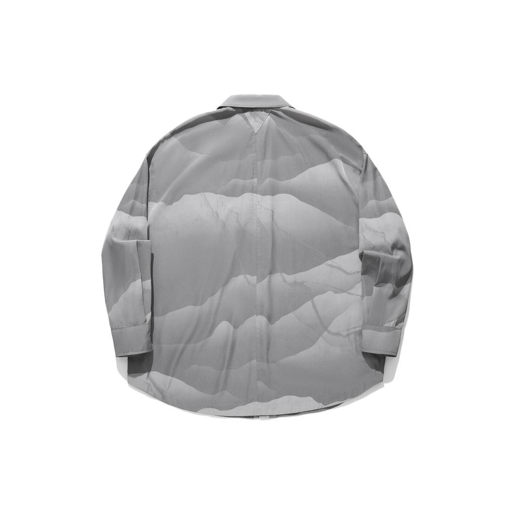 Li Ning X Jackie Chan Collaboration Kung Fu Series Dark Pattern Loose Casual Long Sleeve Shirt Men Shirts Frost-Gray ASHU027-3