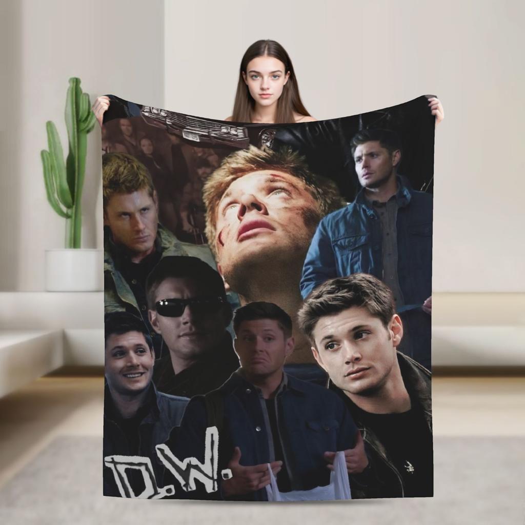 Warm Soft Blanket Camping Sam Winchester Supernatural Throw Blanket Flannel Bedspread For Couch Chair Sofa Bed Sofa Bed Cover