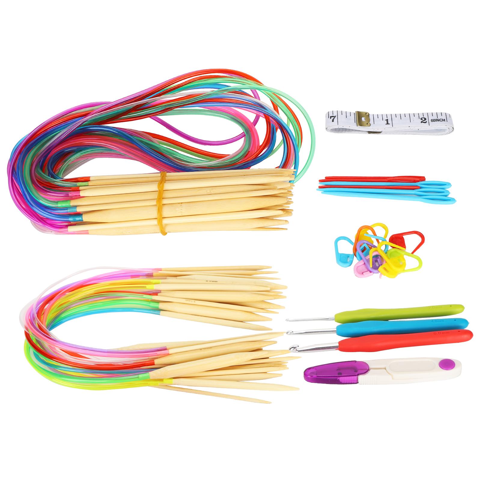 

Набор круговых спиц Цветная трубка Двусторонние бамбуковые спицы Крючок Аксессуары для рукоделия(40см 80см