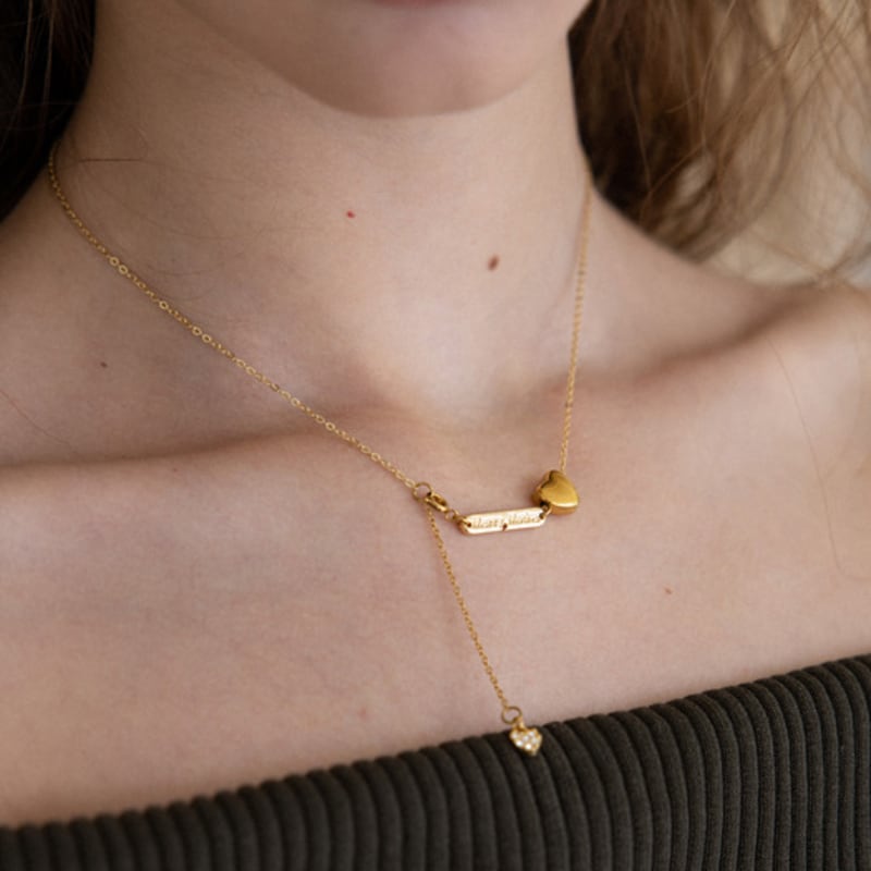 

MERRYMOTIVE Gold heart point drop chain necklace Free