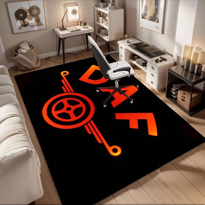 

DAF Logo Neon Sign Wall Art DecorOffice Mat Perfect for Home Decor Office Desk Chair Rugs Chair Carpet for office Polyester Chair Mat Gift F 60cm by 90cm