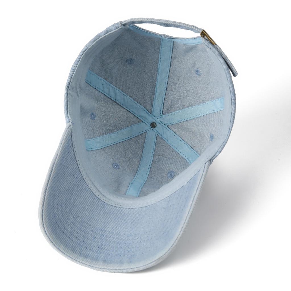 Light Board Denim Baseball Cap Men's and Women's Retro Washed Cap Spring and Summer Solid Color Versatile Sun Hat Shows Small Face