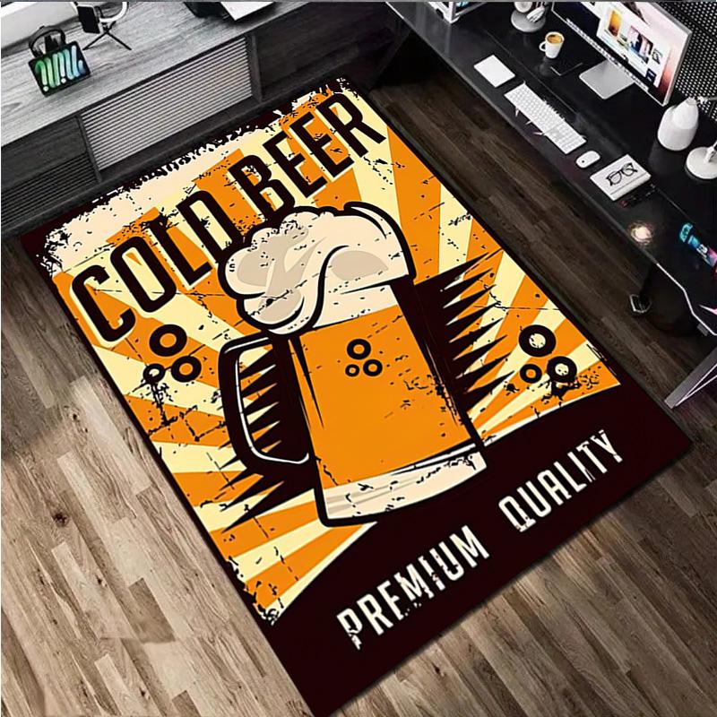 1Pc Beer Print Rug - Home Decoration Carpet For Living Room Bedroom Flooring Computer Chair Area Rug
