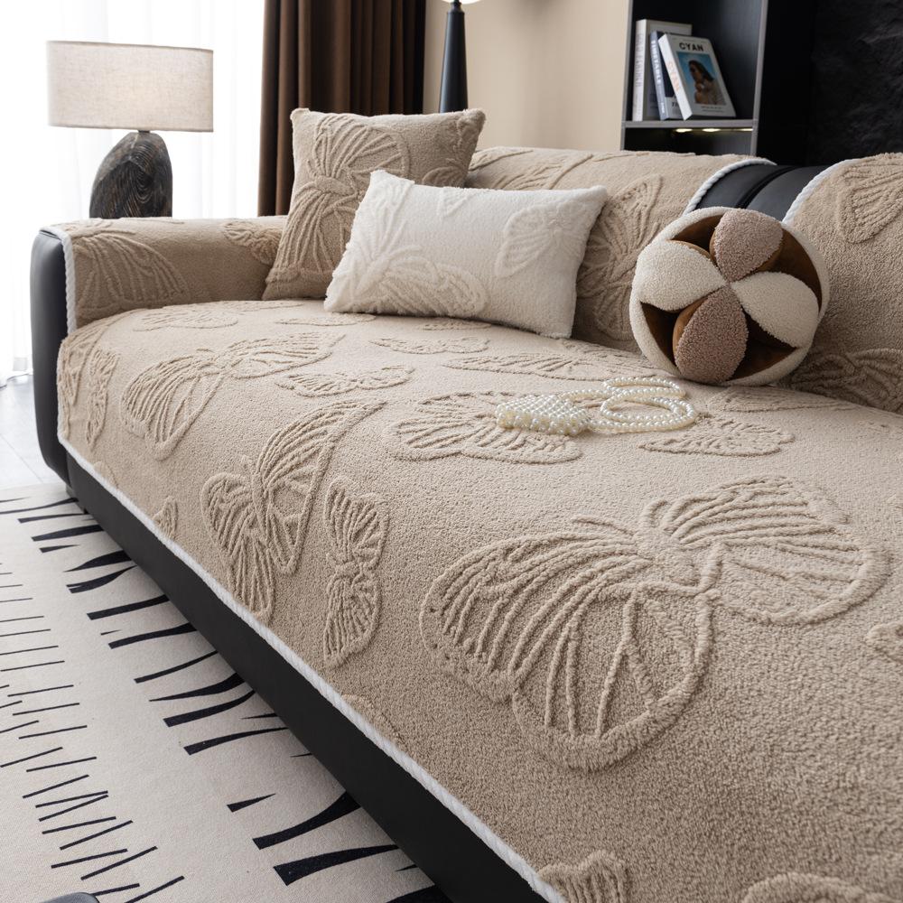 

Зимняя подушка для дивана из хлопкового бархата Шу, новая плюшевая подушка для сиденья, высококачественный нескользящий кожаный чехол для дивана, накидка, ткань, полотенце 70*70cm