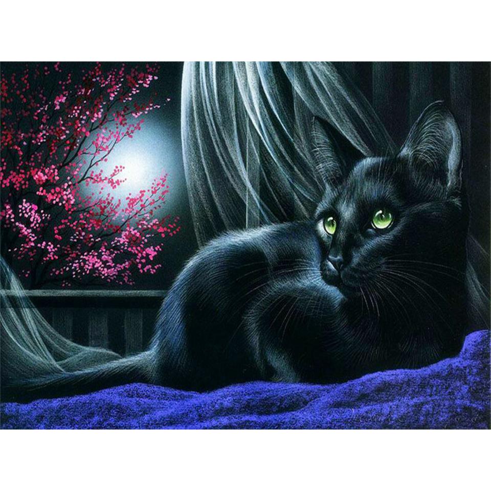 5D Diamond Painting Animal Rhinestone Art Picture Full Round Cat DIY Diamond Embroidery Cross Stitch Mosaic Holiday Gift