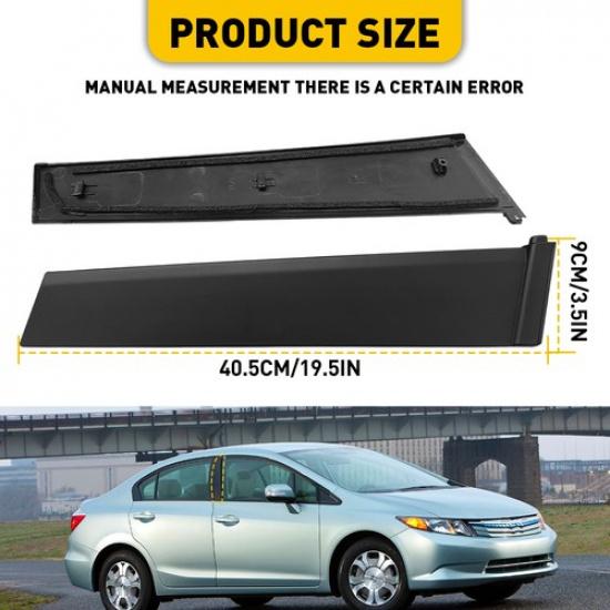 Black Door Pillar Front Molding Right Fit 2012-15 Honda Civic 4 Dr 72430-TR3-A01