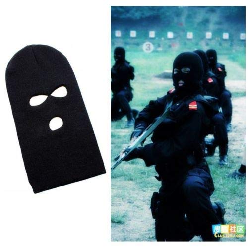 Kingsie 3-Hole Full Face Knit Face Mask, Winter Cold and Windproof, Warm Balaclava Neck Warmer for Men and Women, Cycling/Motorcycle (Black)