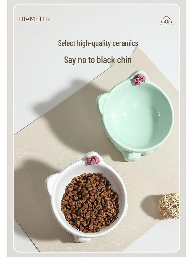 Ceramic Cat Food Bowl - Cute Pet Feeding Dish