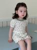Adorable Summer Girls Two Piece Outfit Set Soft Breathable Cotton Pajama Shorts