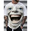 3D Terrifying Face Open Mouth Print Men's T-shirts Fashion Daily Short Sleeve T Shirts Casual Crew Neck Tops Summer Clothing