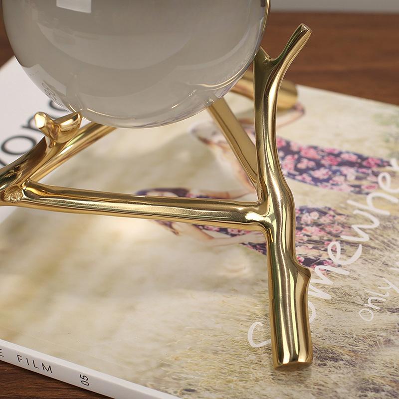 American Style Brass Crystal Ball Ornaments Pure Copper Branch TV Cabinet Wine Cabinet Porch Bookshelves Model Fine Room Decoration Decoration