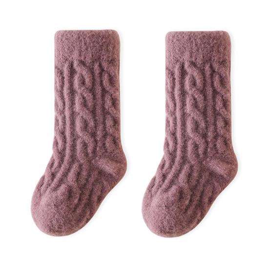 

1 пара зимних теплых детских носков средней длины, толстые мягкие носки для малышей с нескользящими эластичными детскими термоносками средней длины S кофейный