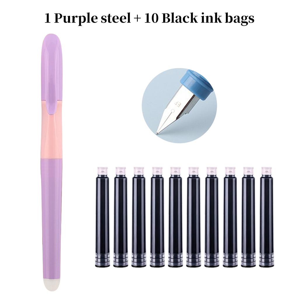 Kawaii Stance Pen Soft Grip, Erasable Replaceable Ink Children's Writing Posture Training Pen School Student Stationery Supplies