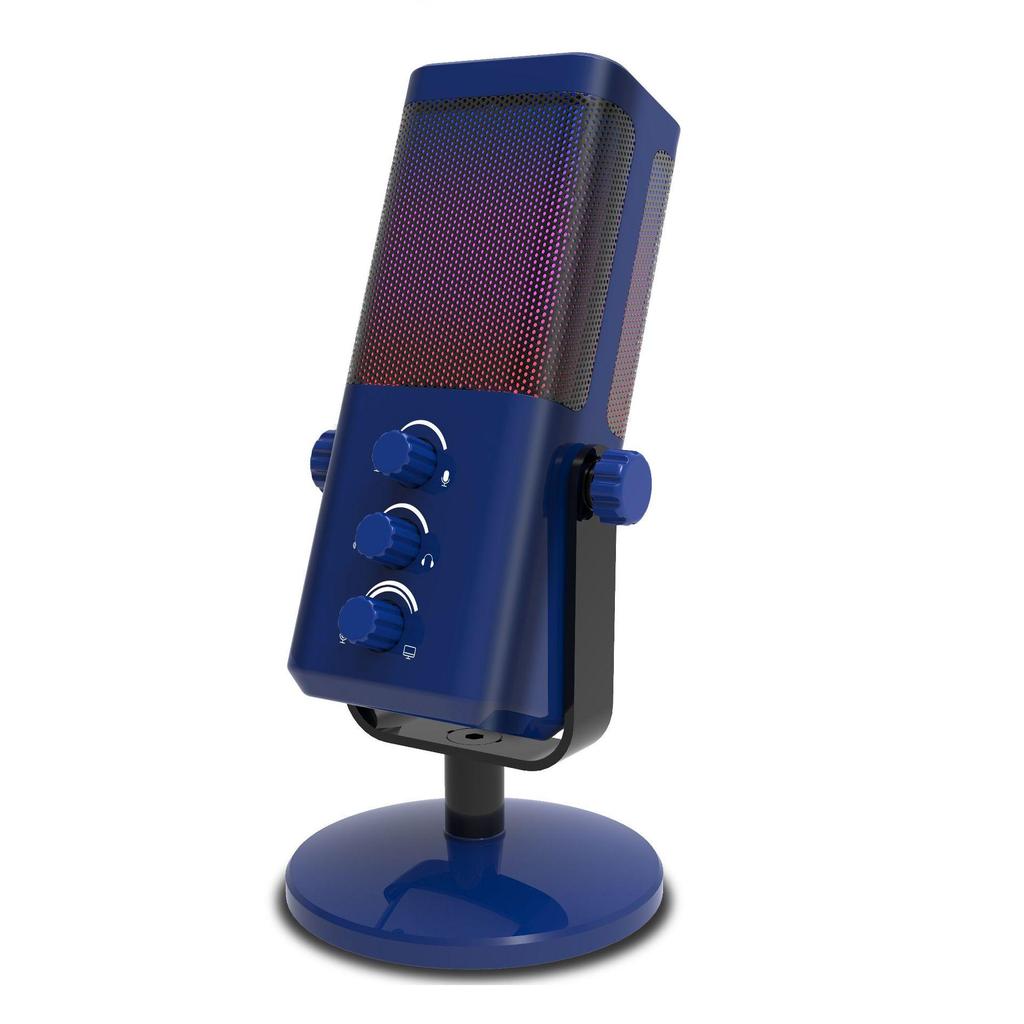 USB Spiele Mikrofon mit Spiel-Chat-Balance, RGB Kondensatormikrofon mit Hall/Rauschunterdrückung/Monitoring-Mikrofon, für Streaming