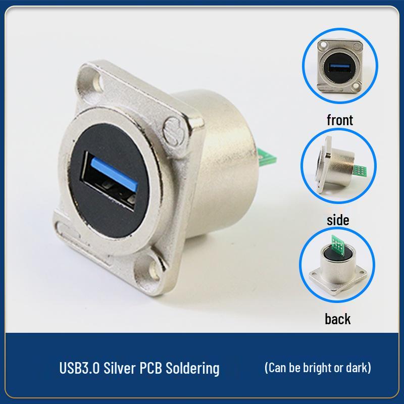 Type-D USB Wall Socket Mount: Dual Port Solderless Pass-through Adapter