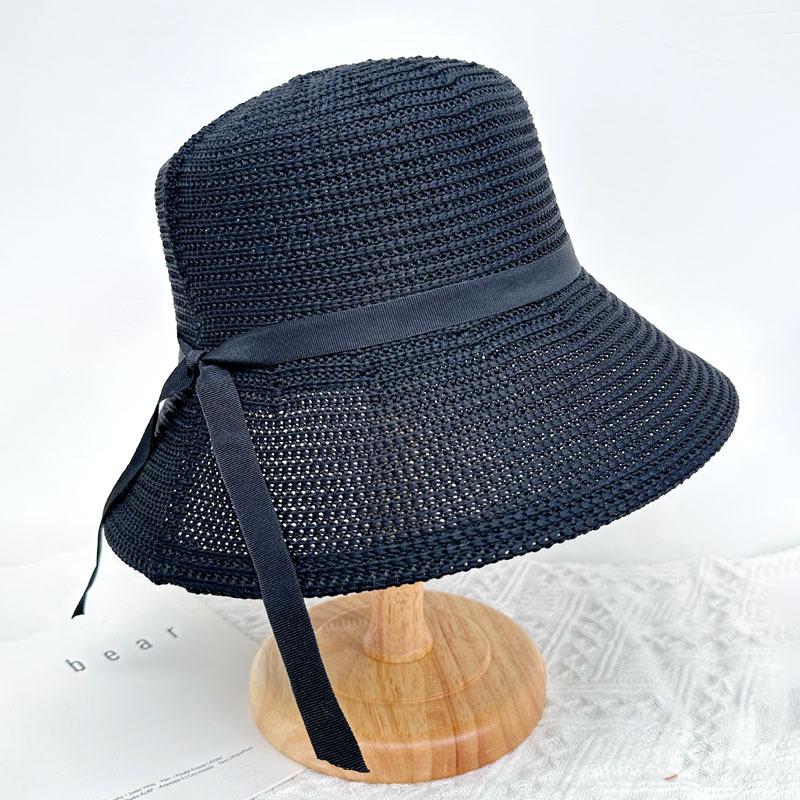 

25 new knitted sun hat summer thin sun protection bucket hat outdoor travel vacation beach hat big edge face small M（56-58cm）